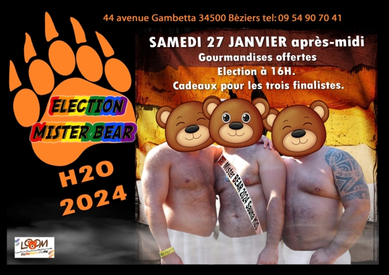 ELECTION MISTER BEAR SAUNA H2O 2024, Béziers, H2o Sauna